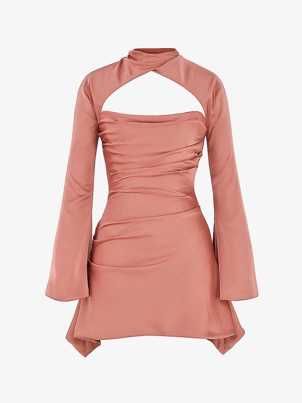 House of CB Toira Rose Satin Draped Corset Mini Dress Large Party Wedding